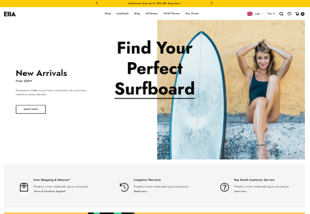 Prebuilt Shopify store for surfboards